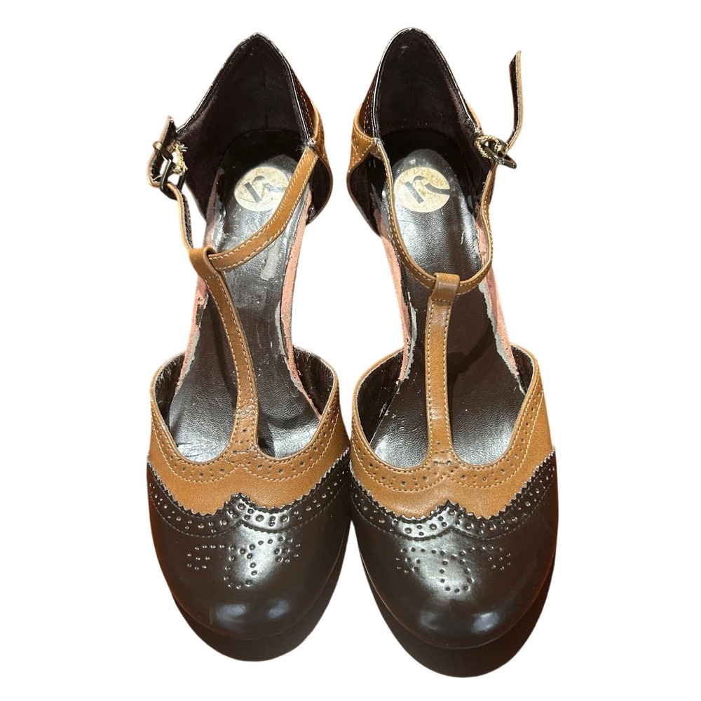 Cosplay 1920 inspired T-Strap Heels 8 Brown Tan Dark Academia by Report